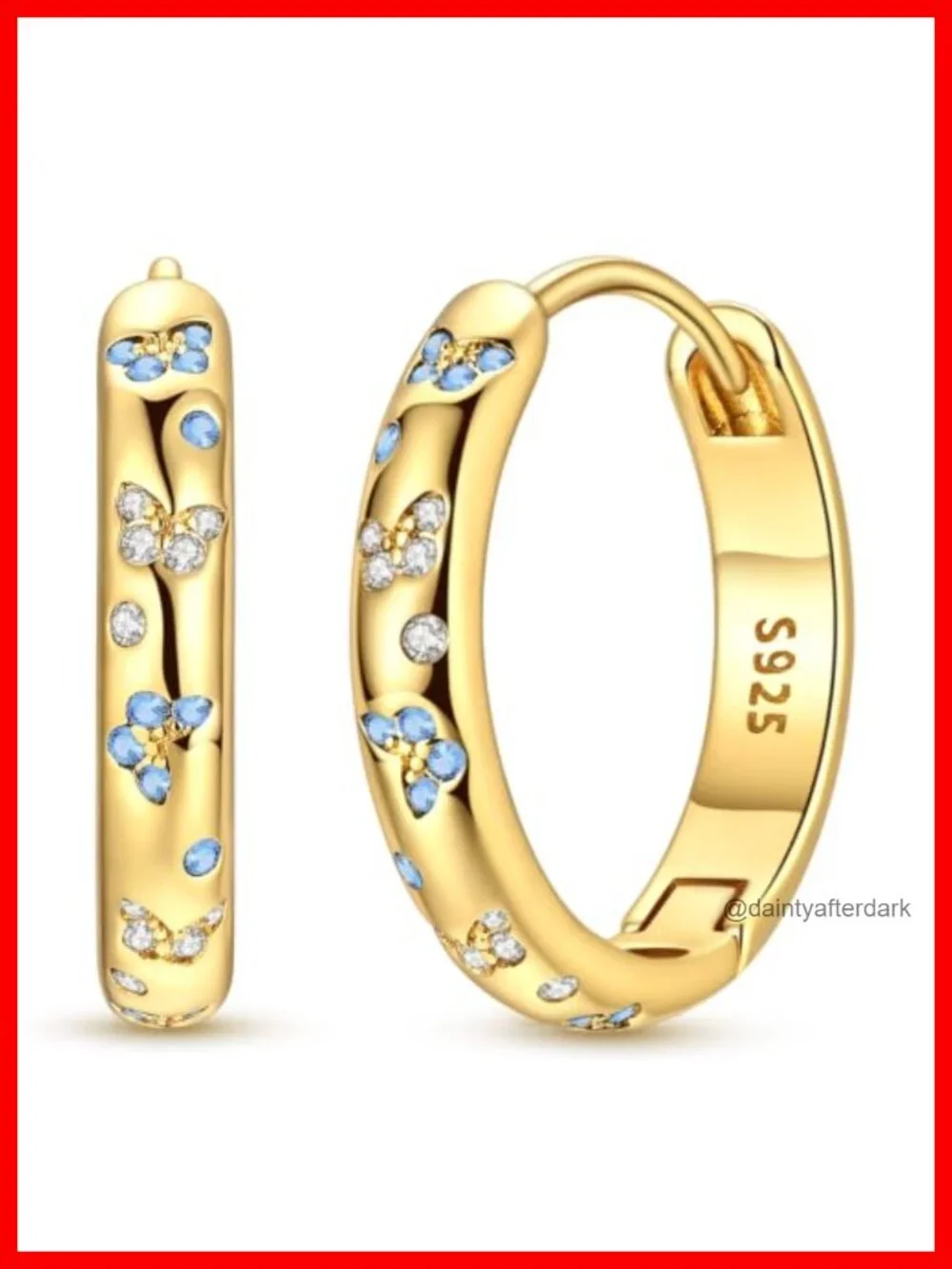 925 Sterling Silver Butterfly Hoop Earrings for Women Clip-On